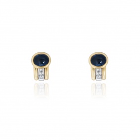 Yellow Gold Sapphire & Diamond Earrings Yellow Gold Sapphire & Diamond Earrings